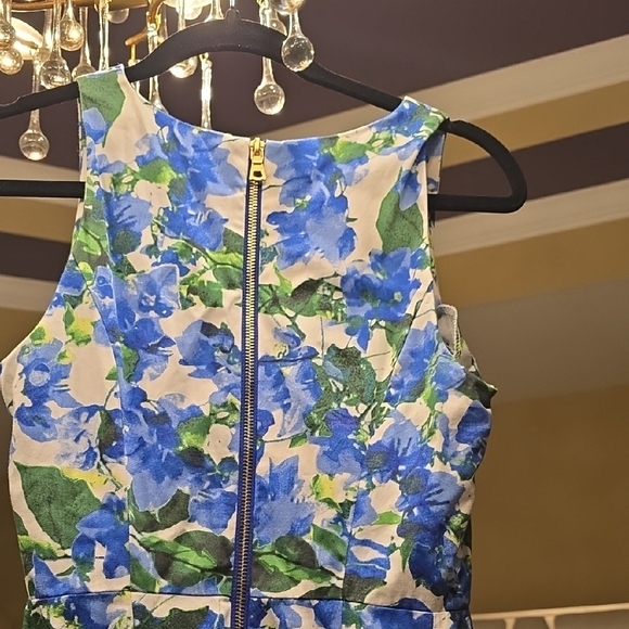 Milly Blue and Green Floral Midi Dress - Picture 6 of 16
